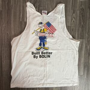 Vintage 90s Hanes Built Better By BOLIN USA Flag Tank Top L Made In USA